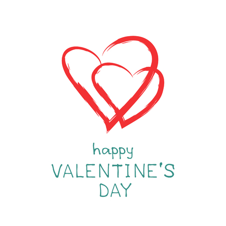 Two hearts isolated on white background. Valentines Day vector illustration. Design element for greeting cards and etc.のイラスト素材