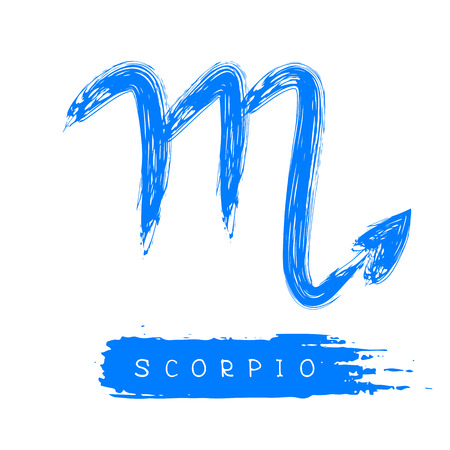 Zodiac sign Scorpio isolated on white background. Design element for flyers or greeting cards.のイラスト素材