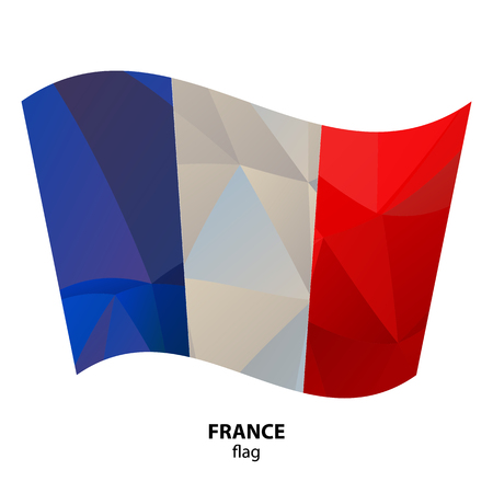 Polygonal France flag isolated on white background. Design element for flyers or banners.のイラスト素材