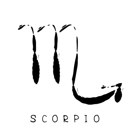 Zodiac sign Scorpio isolated on white background. Design element for flyers or greeting cards. Grunge style.のイラスト素材