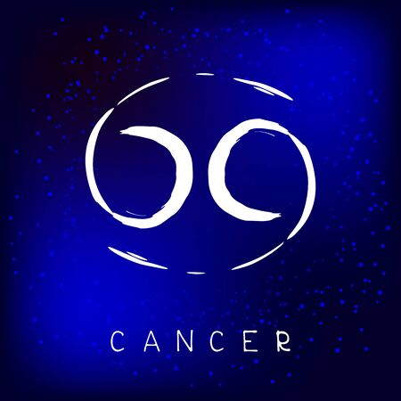 Zodiac sign Cancer isolated on white background. Design element for flyers or greeting cards. Grunge style.のイラスト素材