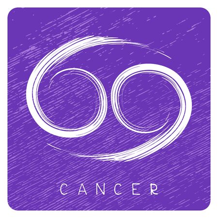Zodiac sign Cancer isolated on blue grunge background. Design element for badges and stickers.のイラスト素材
