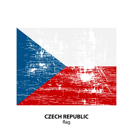 Grunge Czech Republick flag isolated on white background. Design element for flyers or banners.のイラスト素材