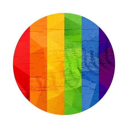 Frame with striped rainbow gay pride flag isolated on white background. LGBT community symbol. Grungy design style.のイラスト素材