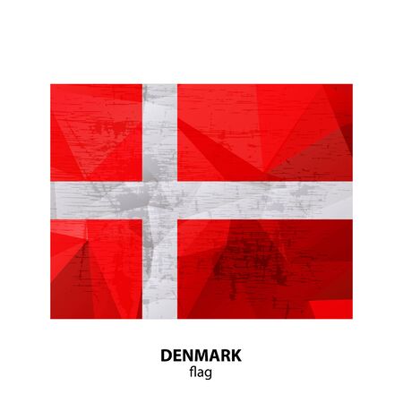 Grunge Denmark flag isolated on white background. Design element for flyers or banners.のイラスト素材