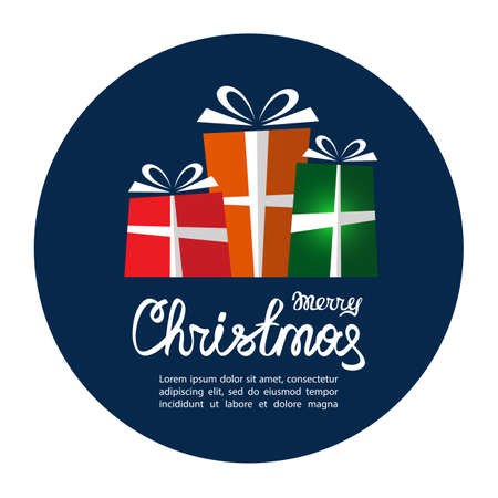 Christmas gift boxes set on white background. Holiday illustration.のイラスト素材