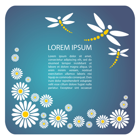 Nature background with flowers and text frame. Design element for template.のイラスト素材