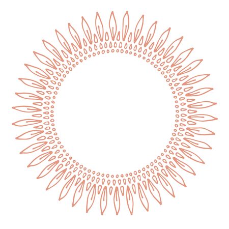 Hand drawn circle floral border isolated on white background. Design element for home decor, photo frames, branding, greeting cards, textile prints and so much more.のイラスト素材