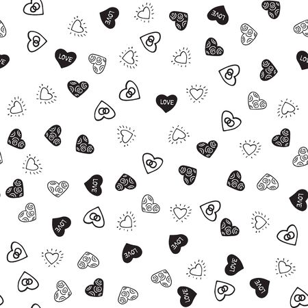 Abstract seamless pattern with hand drawn hearts. Valentines Day illustration. Design for wallpaper, wrapping paper home textile and romantic desorations.のイラスト素材