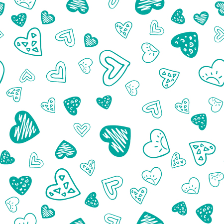 Abstract seamless pattern with hand drawn hearts. Valentines Day illustration. Design for wallpaper, wrapping paper home textile and romantic desorations.のイラスト素材