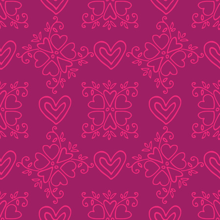 Abstract seamless pattern with hand drawn hearts. Valentines Day illustration. Design for wallpaper, wrapping paper home textile and romantic desorations.のイラスト素材