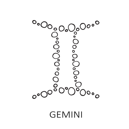 Zodiac sign Gemini isolated on white background. Design element for flyers or greeting cards.のイラスト素材