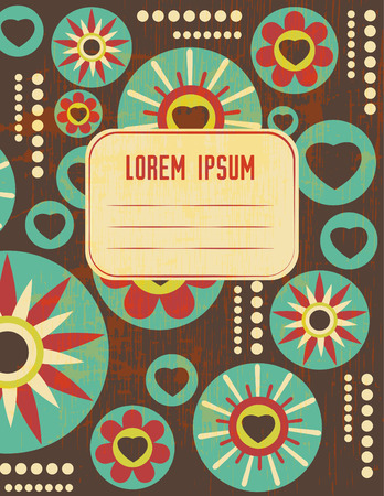 Abstract cover design with floral pattern. Title page template for notebook, copybook, sketchbook or diary.のイラスト素材