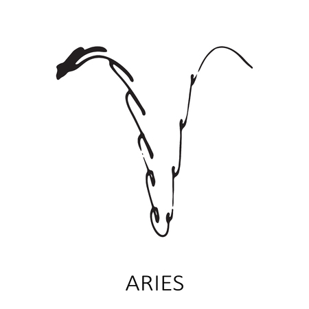 Zodiac sign Aries isolated on white background. Design element for posters or greeting cards.のイラスト素材