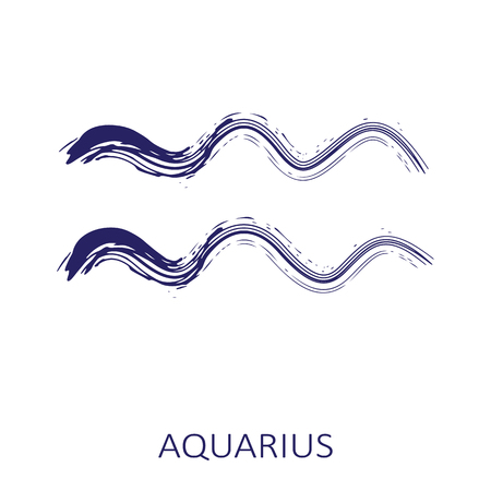 Zodiac sign Aquarius isolated on white background. Design element for posters or greeting cards.のイラスト素材