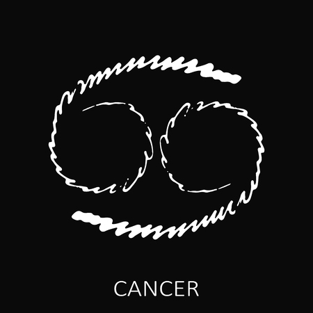 Zodiac sign Cancer isolated on black background. Design element for posters or greeting cards.のイラスト素材