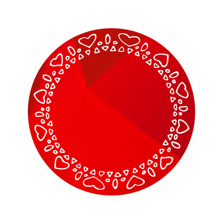 Hand drawn Valentines hearts border on polygonal background. Design element for text frames, greeting cards and stickers. Valentines illustration.のイラスト素材