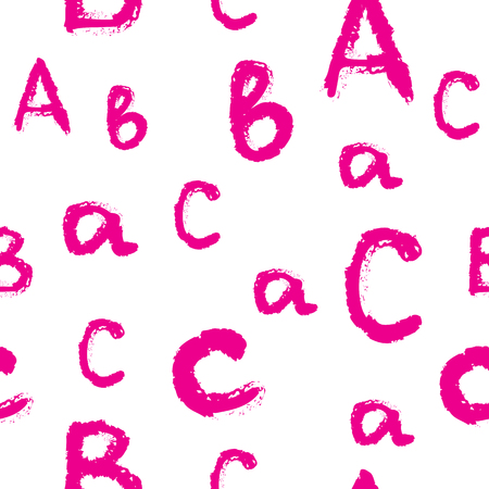 Seamless pattern with hand drawn letters. Handwritten vector alphabet isolated on white background. Trendy design element.のイラスト素材