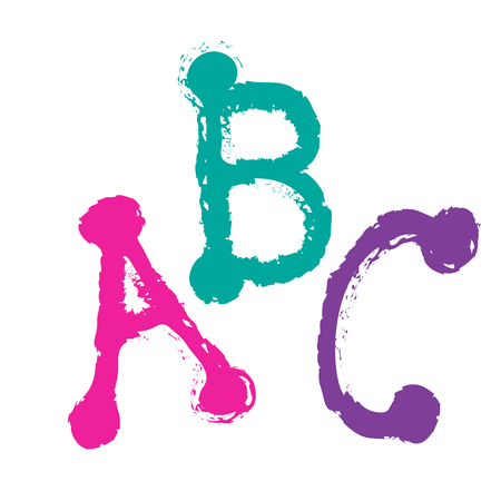Colorful hand drawn abs letters composition. Handwritten vector elements isolated on white background. Trendy design elements.のイラスト素材