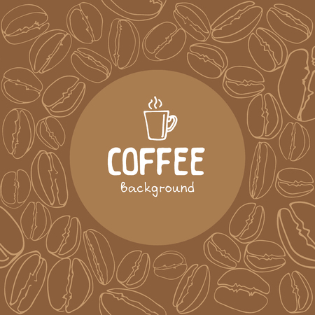 Circle text frame isolated on coffee beans background. Design element for cafe menu or coffee shops.のイラスト素材