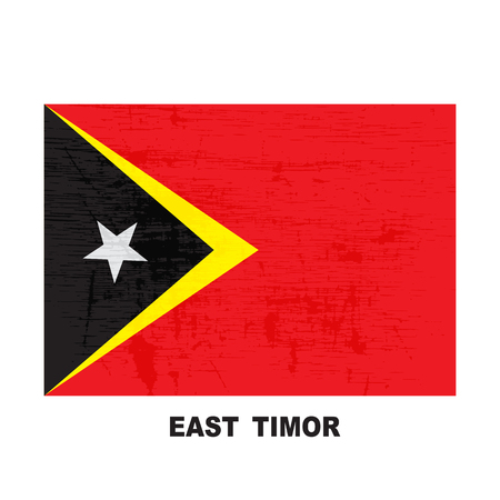 East Timor flag and map pointer isolated on white background. Democratic Republic of Timor-Leste national symbol. Vector flat design collection.のイラスト素材