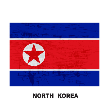 North Korea flag isolated on white background. Democratic Peoples Republic of Korea national symbol. Vector flat design collection.のイラスト素材