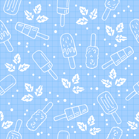 Ice cream seamless pattern. Design element for cafe decoration, textile prints or gift wrap.のイラスト素材