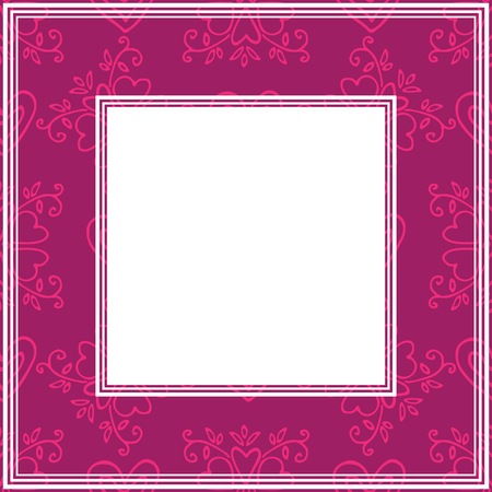 Romantic border with hearts. Valentines Day illustration. Design element for photo frame and romantic decorations.のイラスト素材