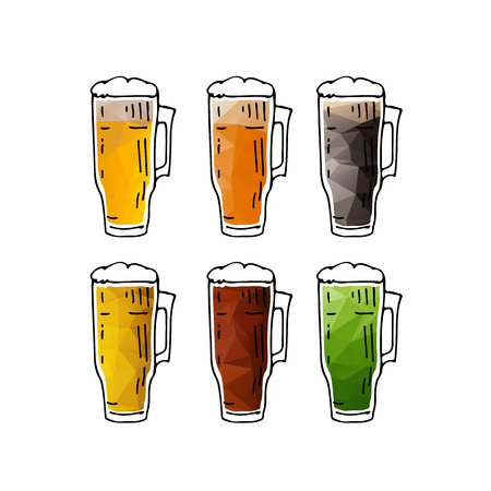 Hand drawn beer mugs isolated on white background. Design elements beer menu for restaurant or bar.のイラスト素材
