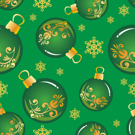 Seamless pattern with Christmas balls. New Year and Christmas illustration. Design element for fabric, wallpaper or gift wrap.のイラスト素材