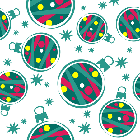 Seamless pattern with Christmas balls. Flat design style. New Year and Christmas illustration. Design element for fabric, wallpaper or gift wrap.のイラスト素材