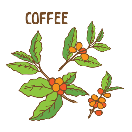 Circle frame with coffee branch isolated on white background. Design element for cafe menu or posters.のイラスト素材