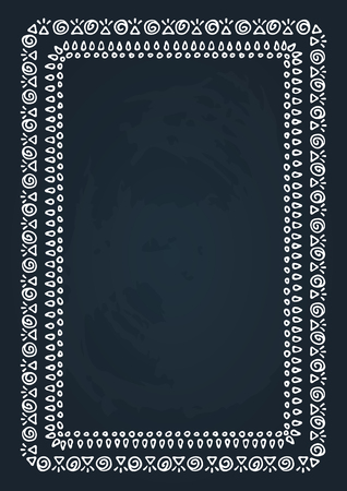 Hand drawn border isolated on chalkboard background. Design element for photo frames, chalkboard menu, greeting cards and home decor.のイラスト素材