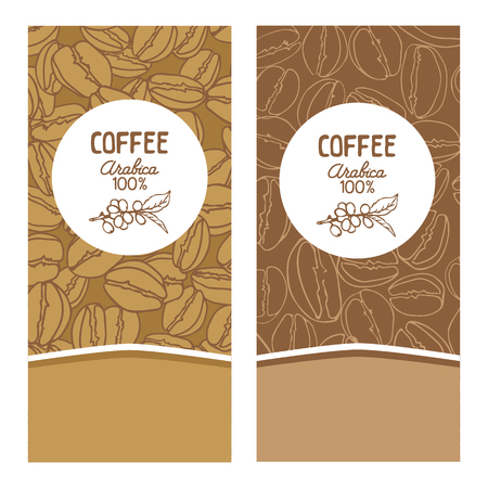 Coffee labels set isolated on white background. Design elements for coffee house or coffee shop. Template for coffee jars.のイラスト素材