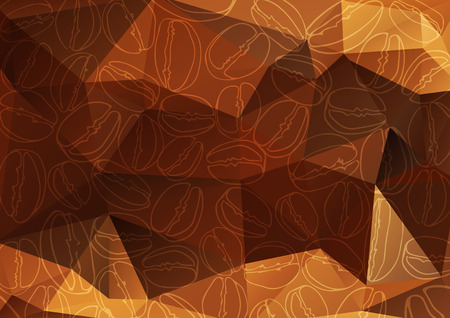 Abstract polygonal background with coffee beans. Coffee color background. Design element for cafe menu or banners.のイラスト素材