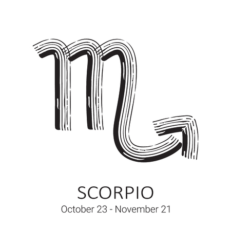 Zodiac sign Scorpio isolated on white background. Zodiac constellation. Design element for horoscope and astrological forecast.のイラスト素材