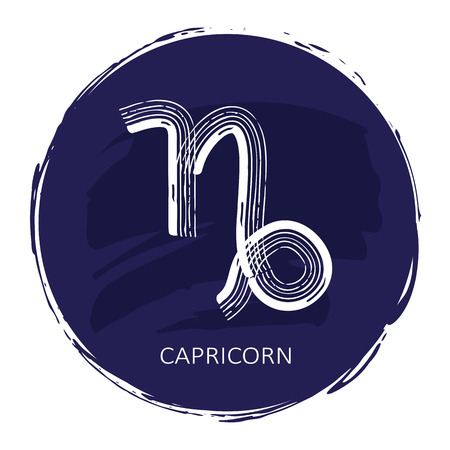 Zodiac sign Capricorn with blue frame isolated on whiteのイラスト素材