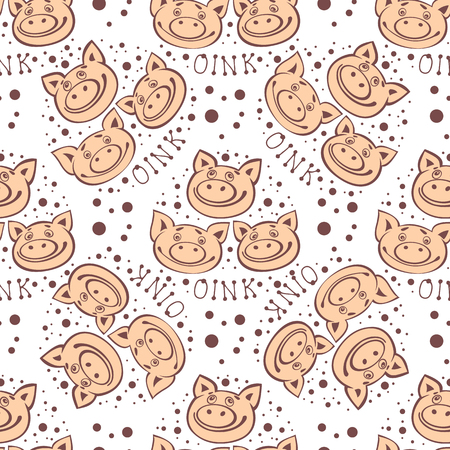 Seamless pattern with cute piglets.のイラスト素材