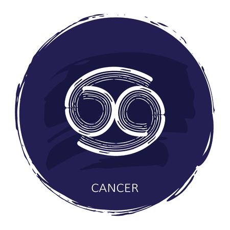 Zodiac sign Cancer with blue frame isolated on whiteのイラスト素材