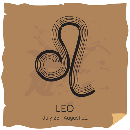 Zodiac sign Leo with text frame on craft paperのイラスト素材