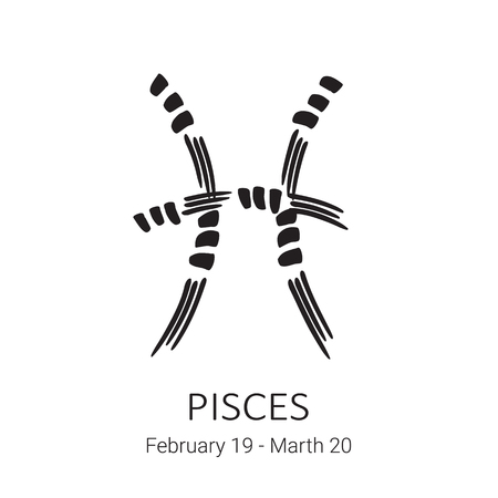 Zodiac sign Pisces isolated on whiteのイラスト素材