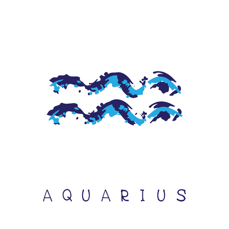 Zodiac sign Aquarius isolated on white background. Zodiac constellation. Design element for horoscope and astrological forecast.のイラスト素材