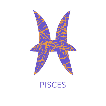 Zodiac sign Pisces isolated on white background. Zodiac constellation. Floral pattern. Design element for horoscope and astrological forecast.のイラスト素材