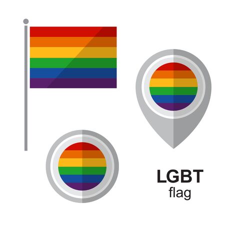 LGBT flag and map pointer. Gay pride symbol. Design element for banner, poster or leaflet. Flat design.のイラスト素材
