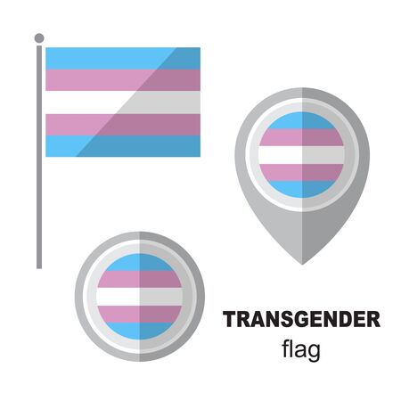 Transgender pride flag and map pointer. Design element for banner, poster or leaflet. Flat design.のイラスト素材