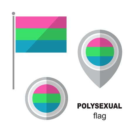Polysexual pride flag and map pointer. Design element for banner, poster or leaflet. Flat design.のイラスト素材