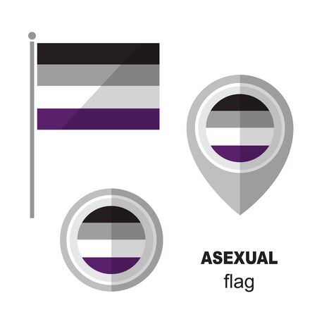 Asexual pride flag and map pointer. Gay pride symbol. Design element for banner, poster or leaflet. Flat design.のイラスト素材