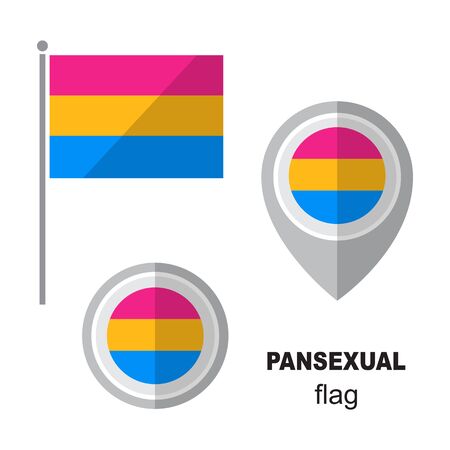 Pansexual pride flag and map pointer. Gay pride symbol. Design element for banner, poster or leaflet. Flat design.のイラスト素材