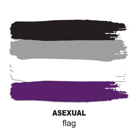 Asexual pride flag isolated on white background. Gay pride symbol. Design element for banner, poster or leaflet. Grunge style.のイラスト素材