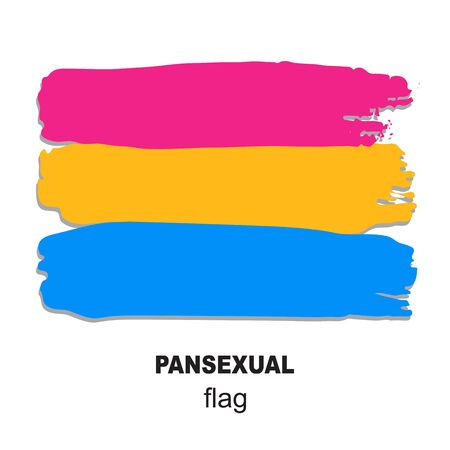Pansexual pride flag isolated on white background. Gay pride symbol. Design element for banner, poster or leaflet. Grunge style.のイラスト素材